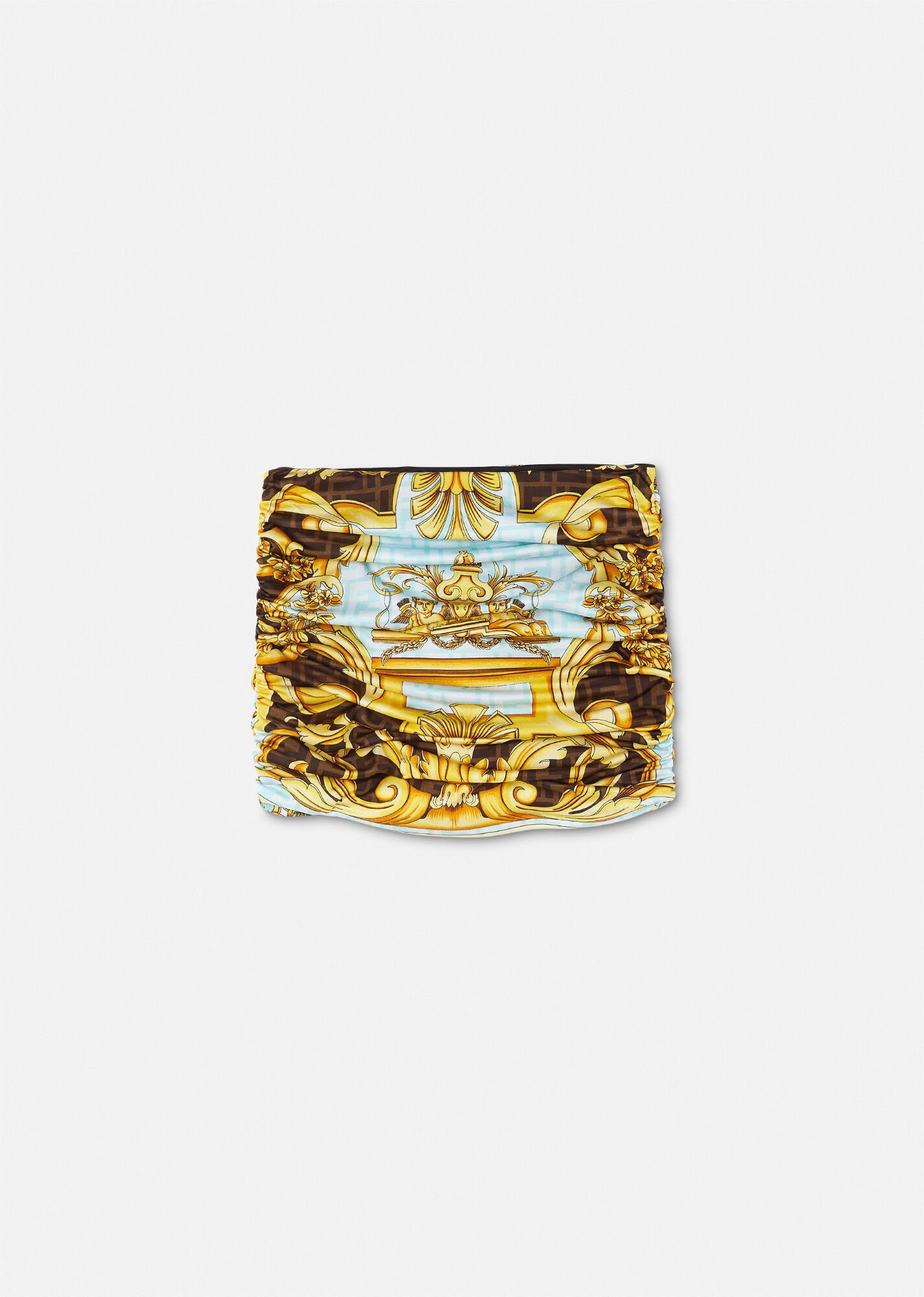 Fendace Gold Baroque Ruched Mini Skirt - 1
