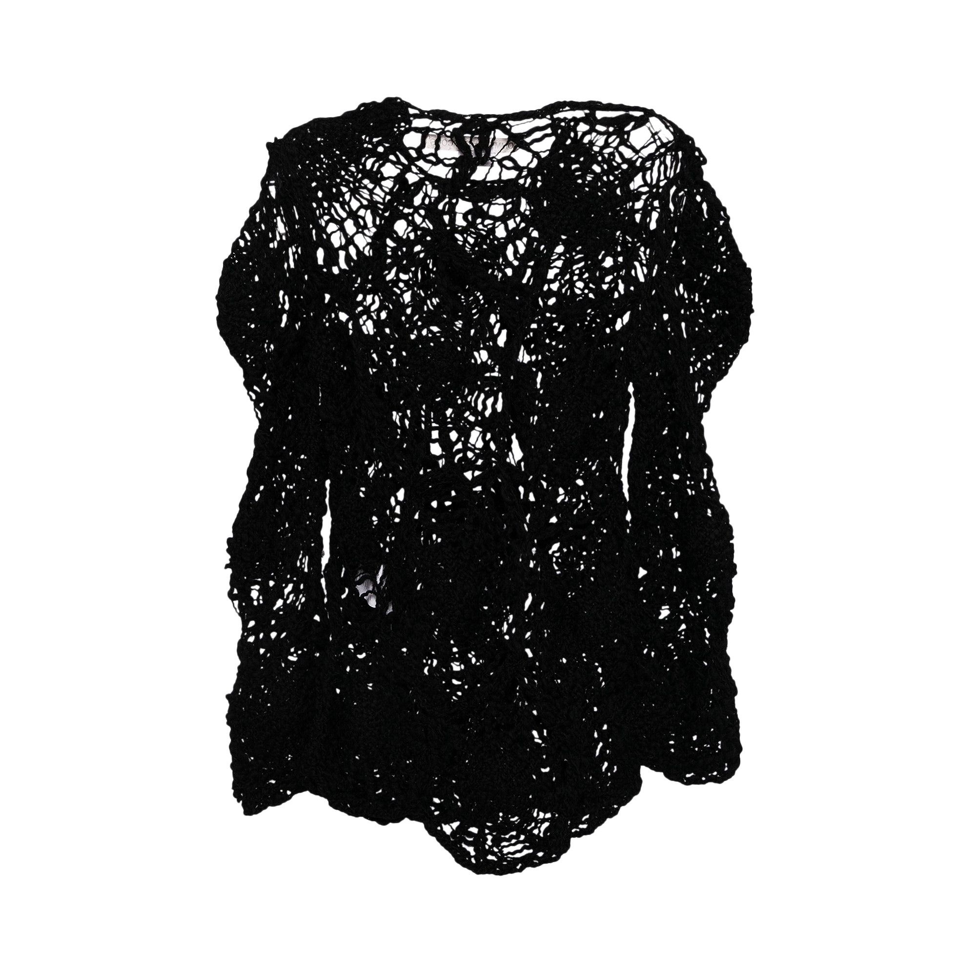 Comme des Garçons Open Crochet Spider Web Knit Sweater 'Black' - 2