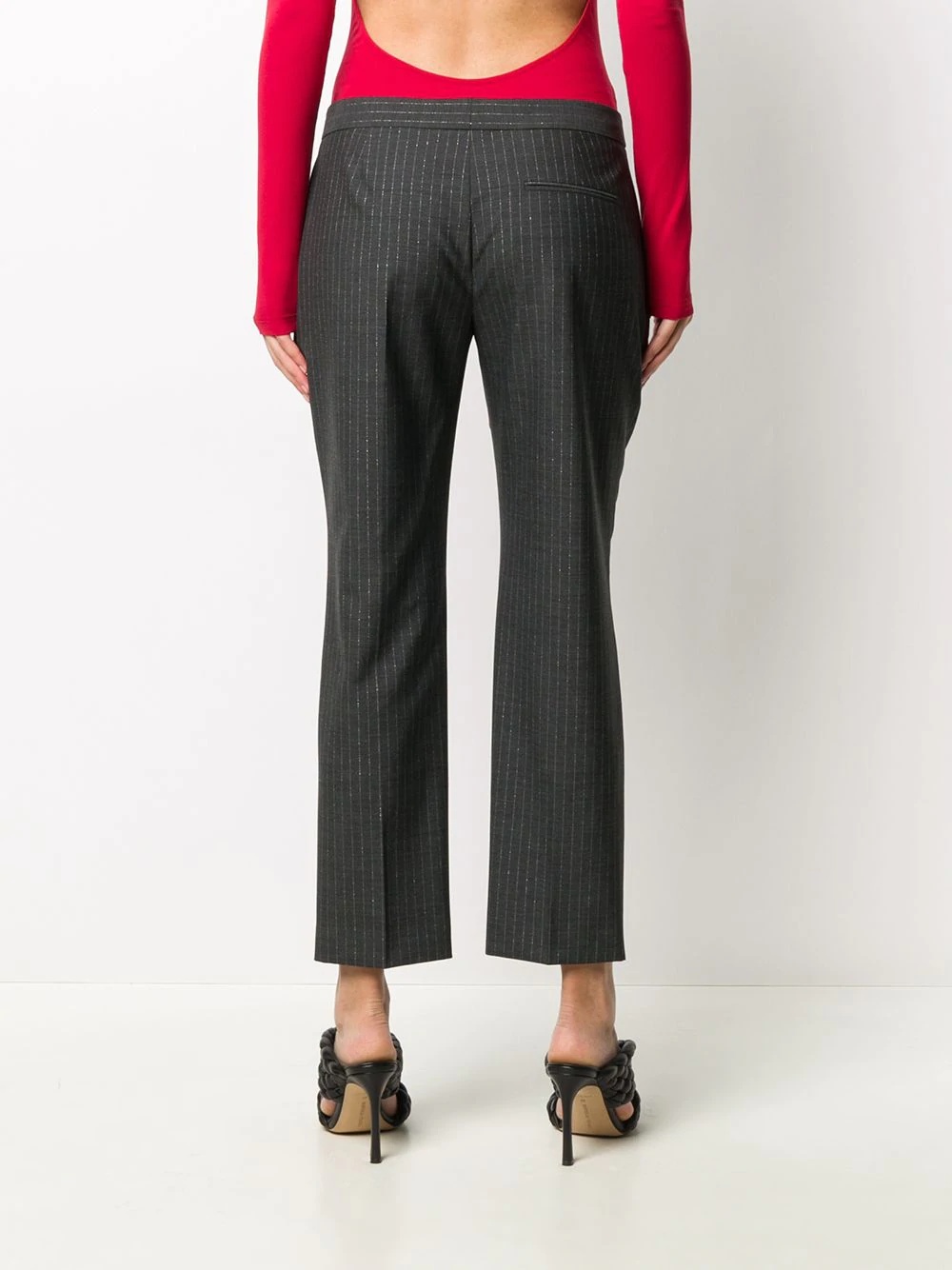 cropped pin stripe trousers - 4