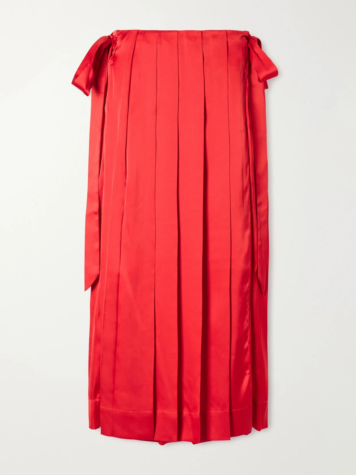 Pleated Sheer Satin Midi Skirt - 1