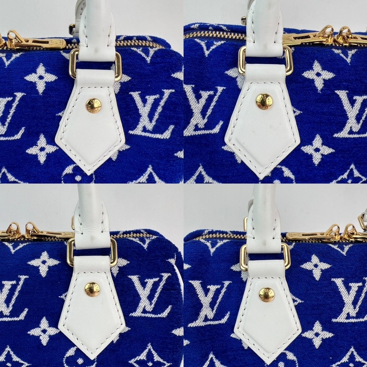 Louis Vuitton Jacquard Velvet Speedy 20 Bandouliere Blue Crossbody Bag - 6