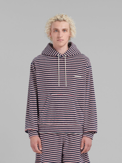 Marni RED AND BLUE STRIPED TERRY HOODIE outlook