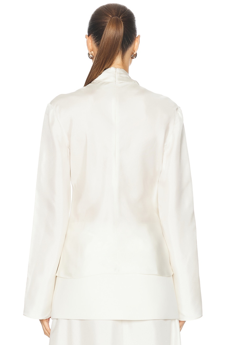 Long Sleeve Silk Foulard Top - 4