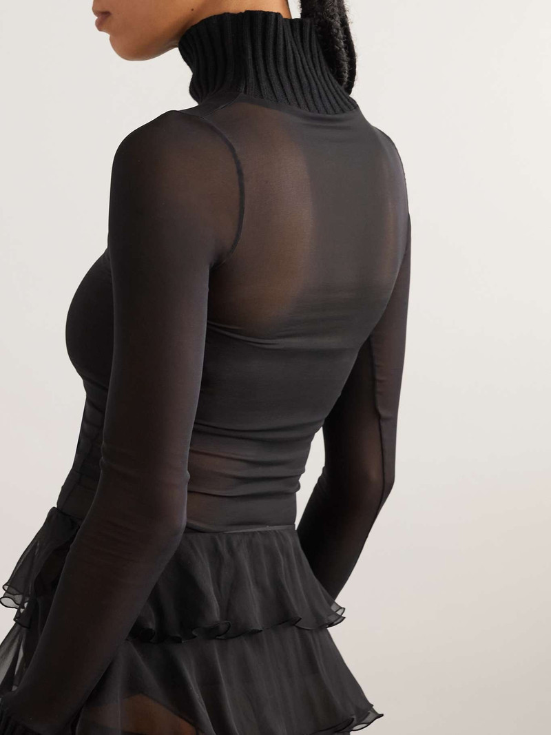 Mesh and ribbed-knit turtleneck sweater 3