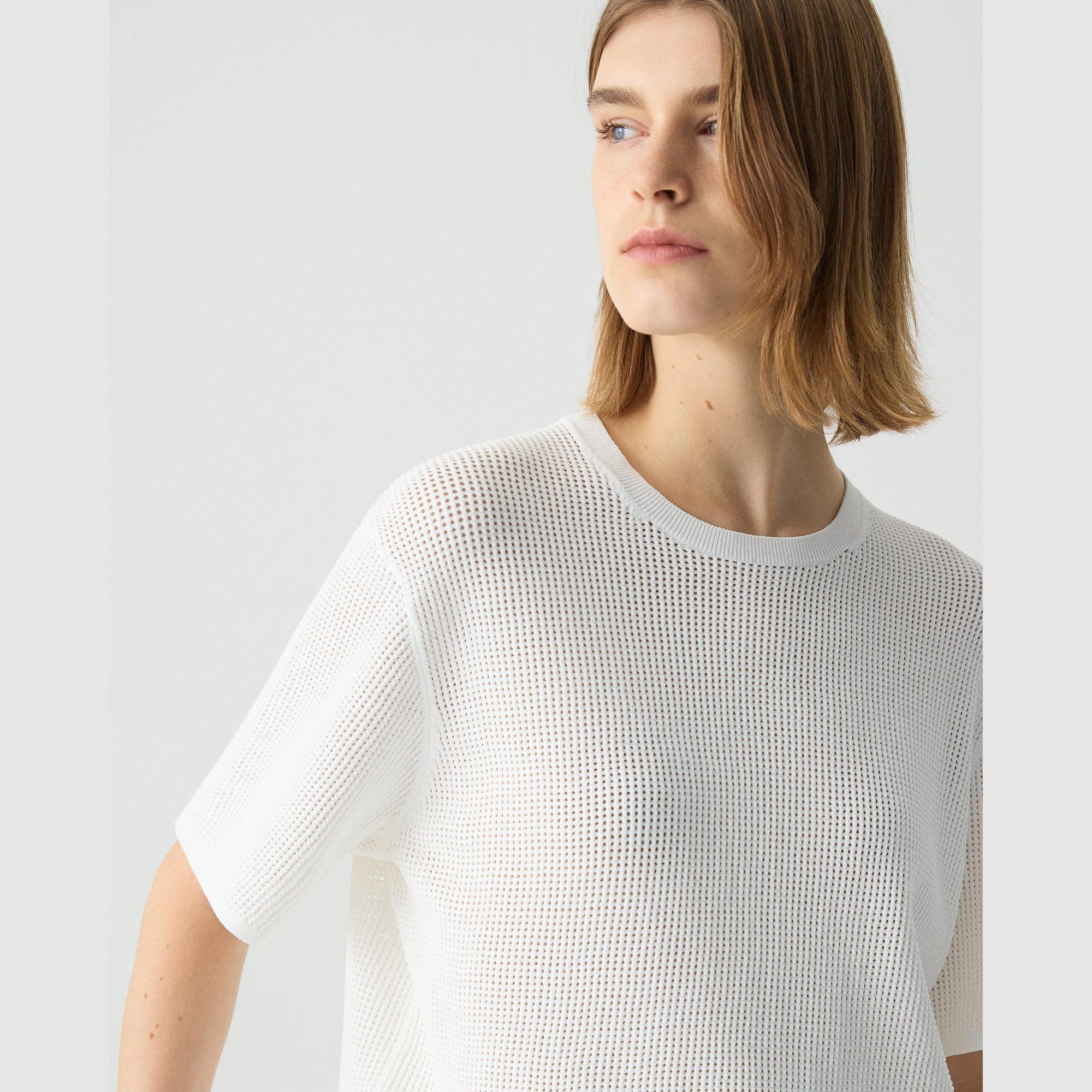 Pointelle Tee in Crepe Knit - 5