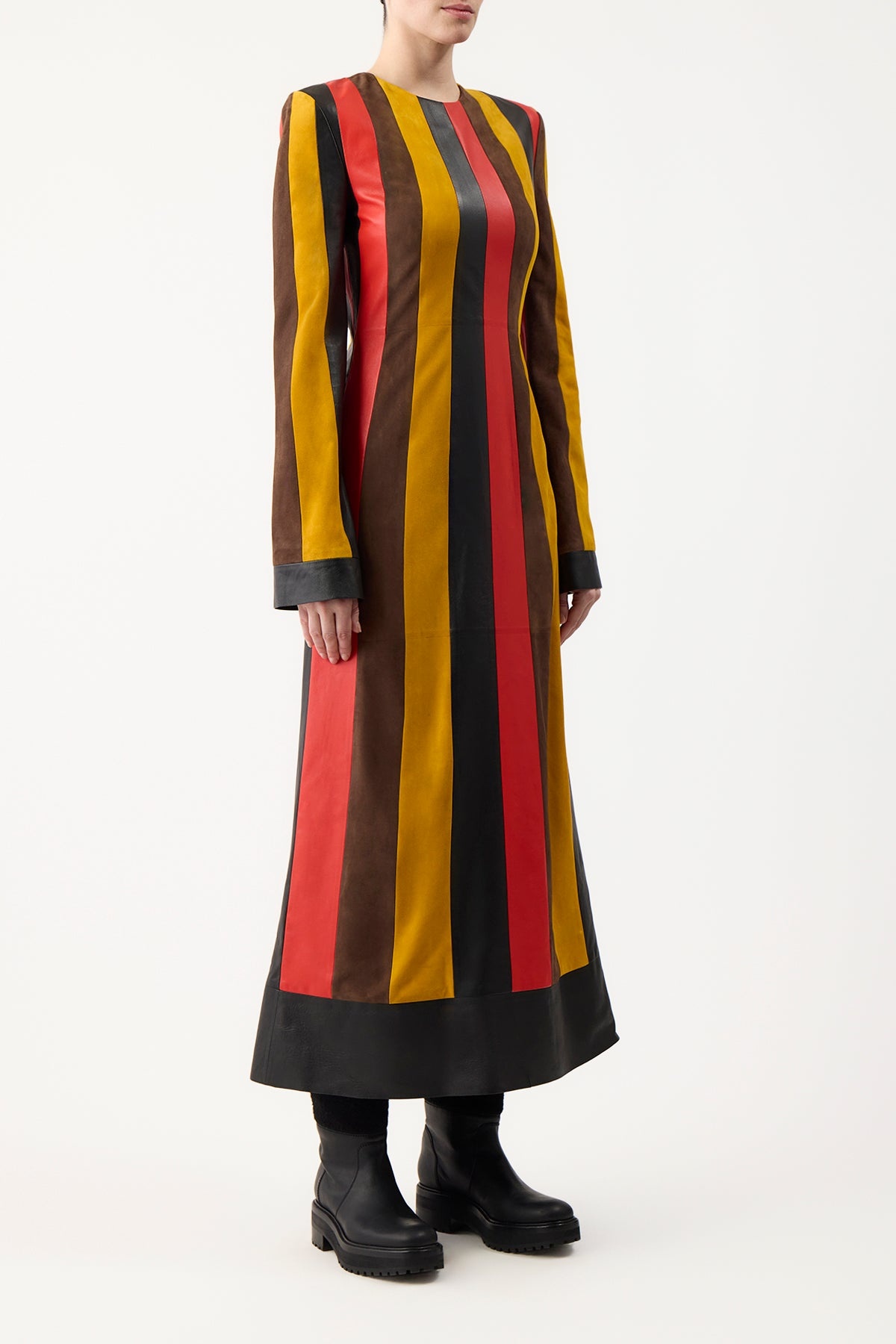 Taylor Dress in Multi Stripe Leather - 4