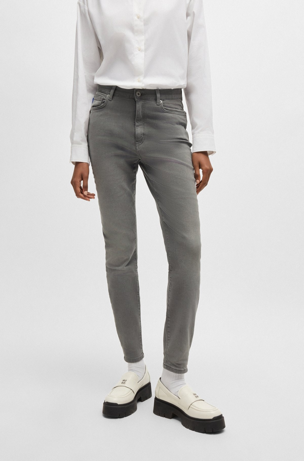SKINNY-FIT JEANS IN DARK-GRAY STRETCH DENIM - 2