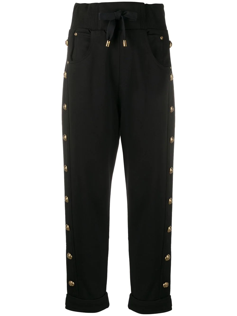 embossed-buttons drawstring trousers - 1