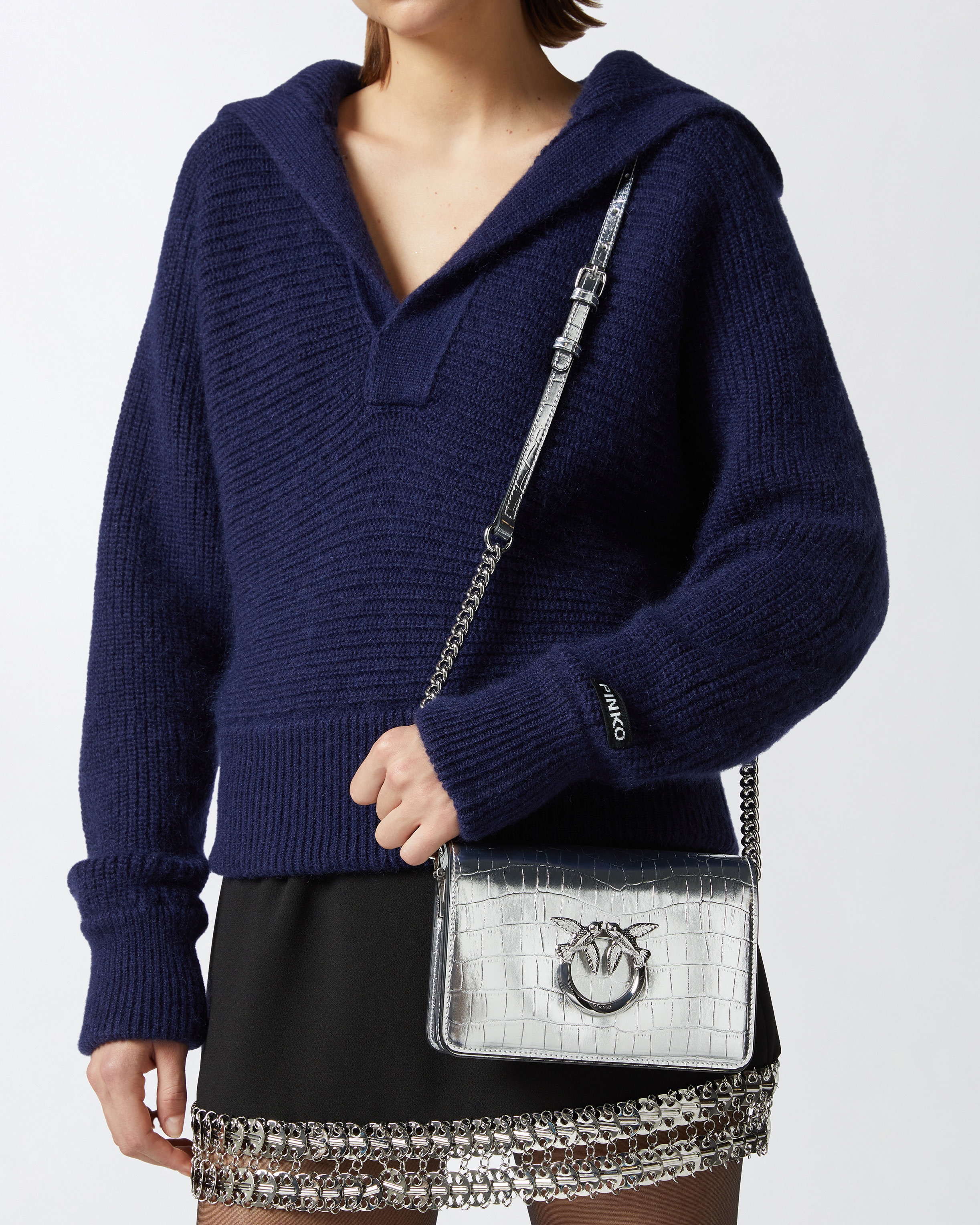 MINI LOVE BAG CLICK BAG IN METALLIC CROCODILE-PRINT LEATHER - 5