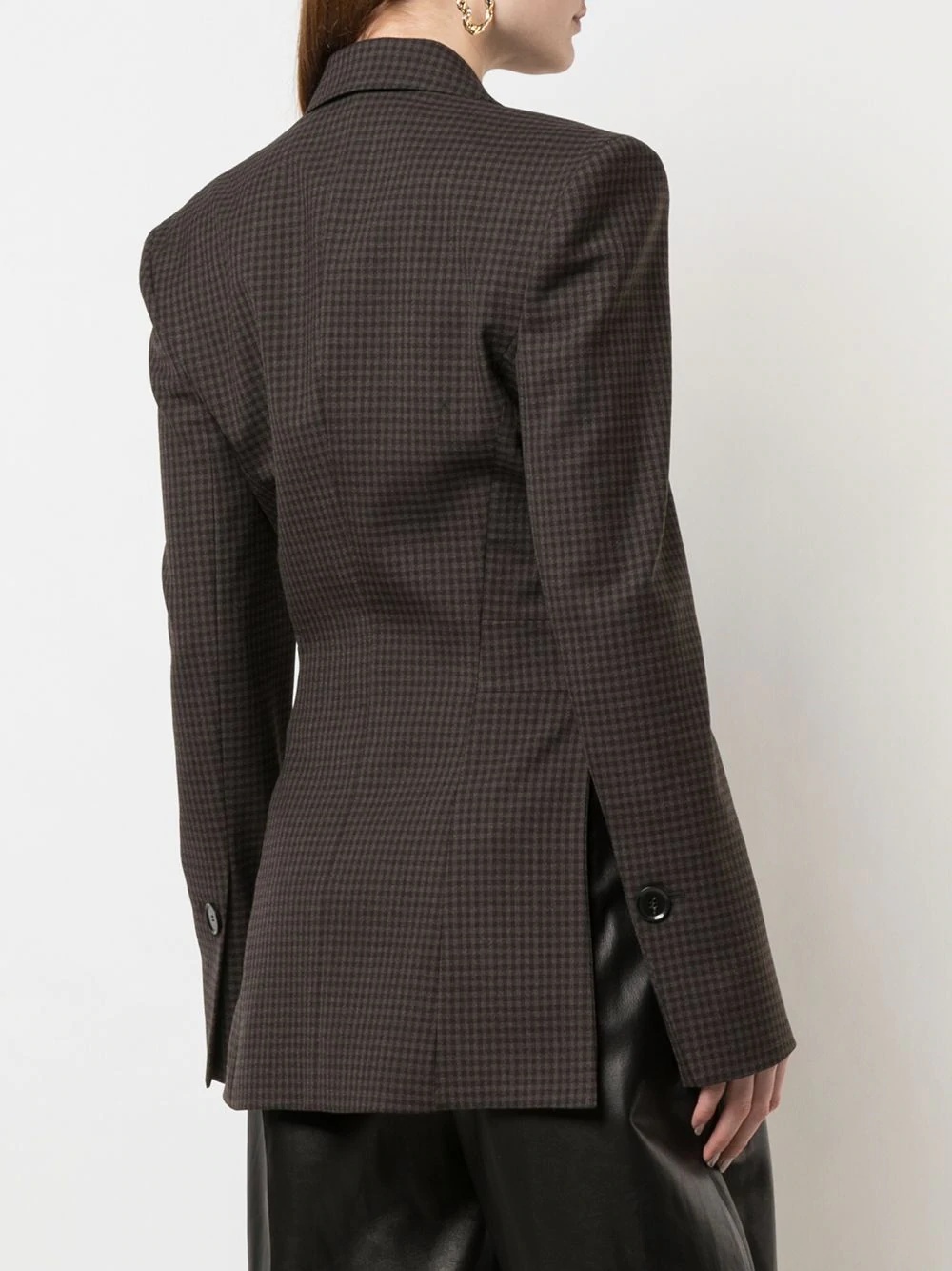 checked cut-out panel blazer - 4