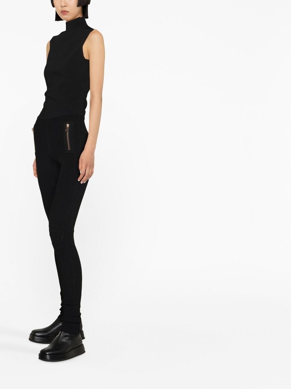 panelled slim-cut leggings - 3