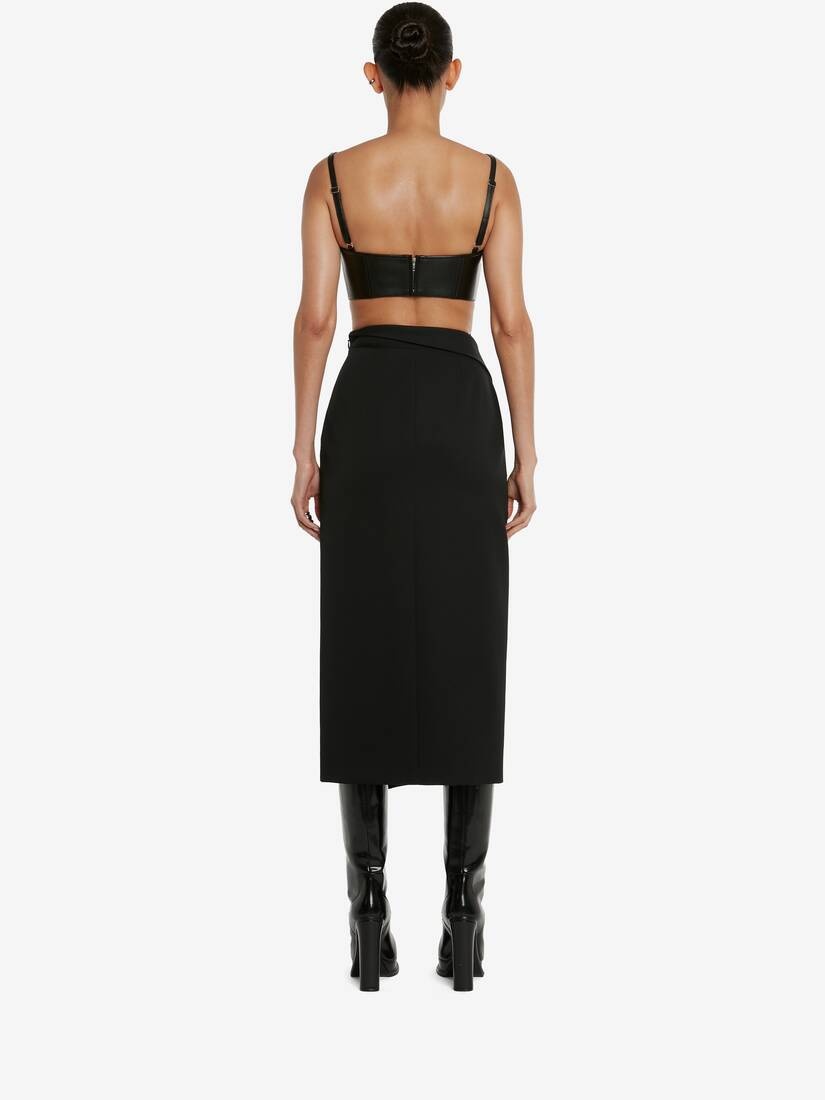 Women's Leather Bustier Top in Black - 4