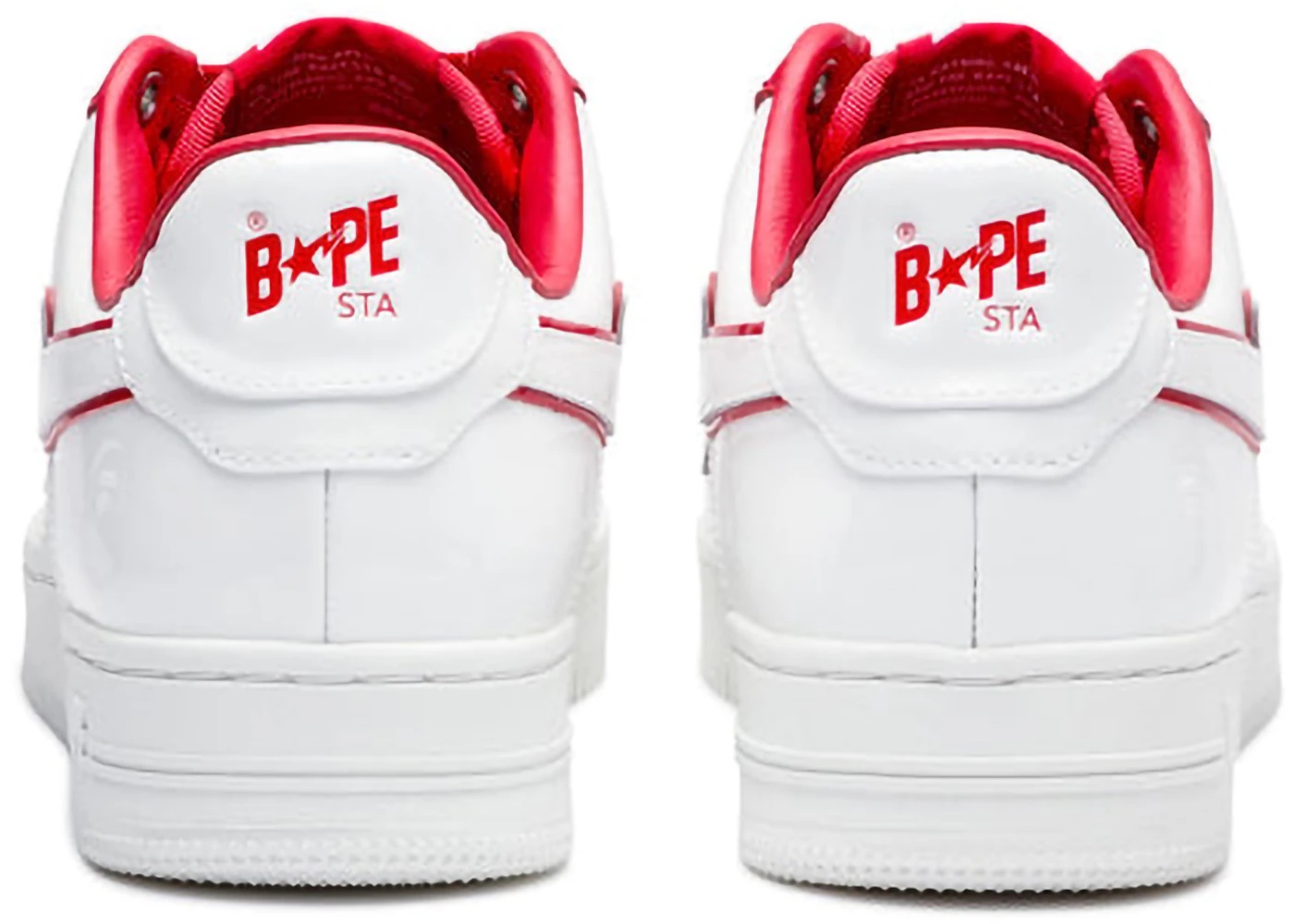A Bathing Ape Bape Sta Patent Leather White Red - 3