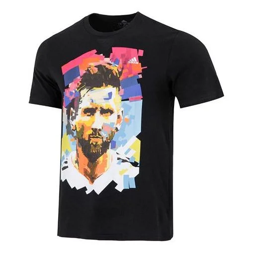 adidas M Messi G T Character Alphabet Numeric Printing Soccer/Football Sports Short Sleeve 1 0 Black - 1