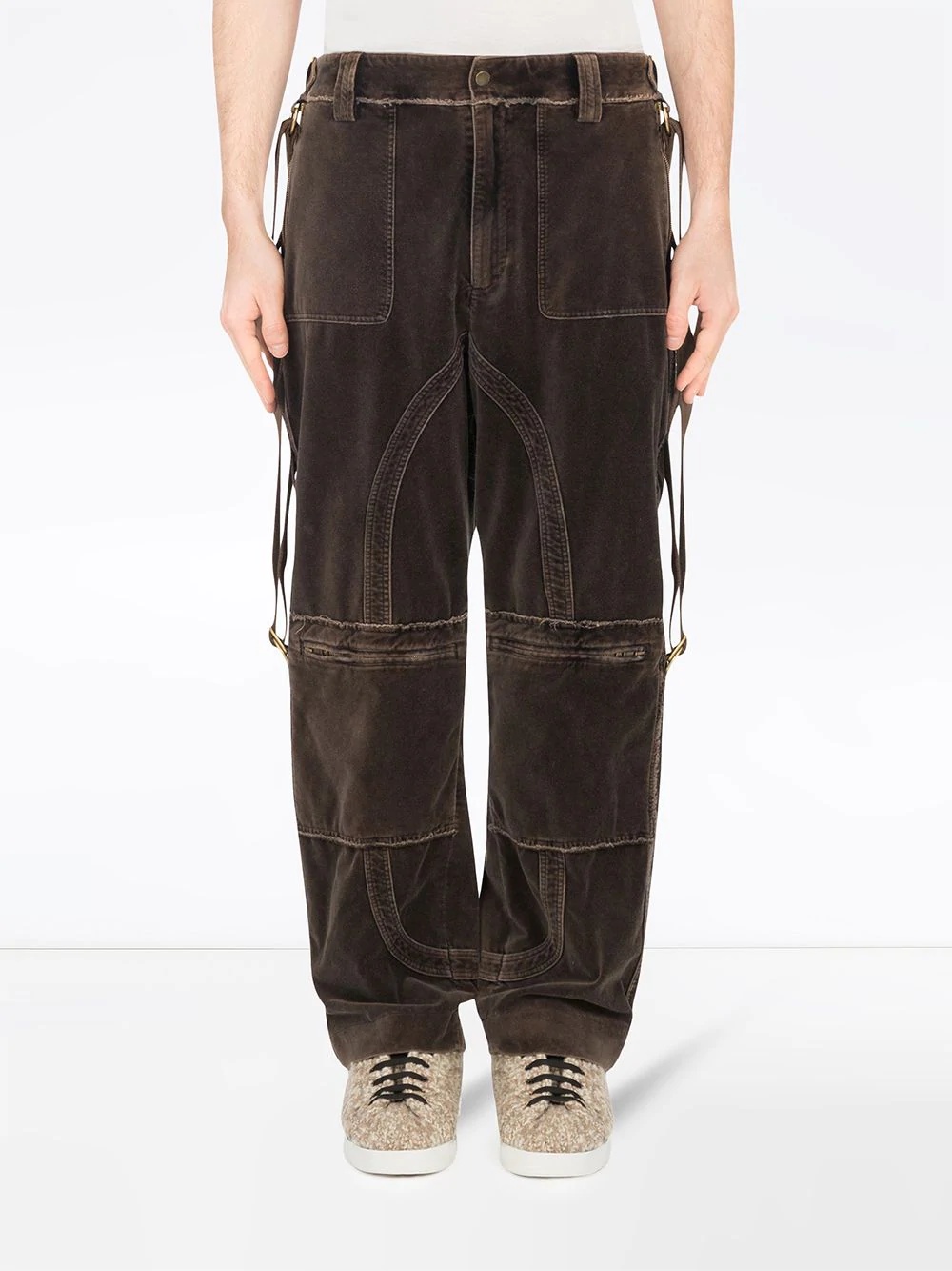 velvet cargo trousers - 3