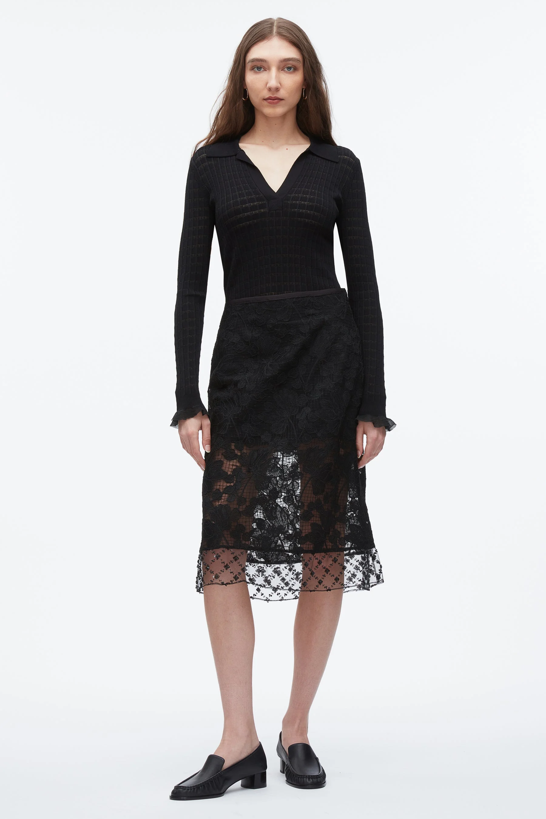 Corded Lace Organza Skirt - 1