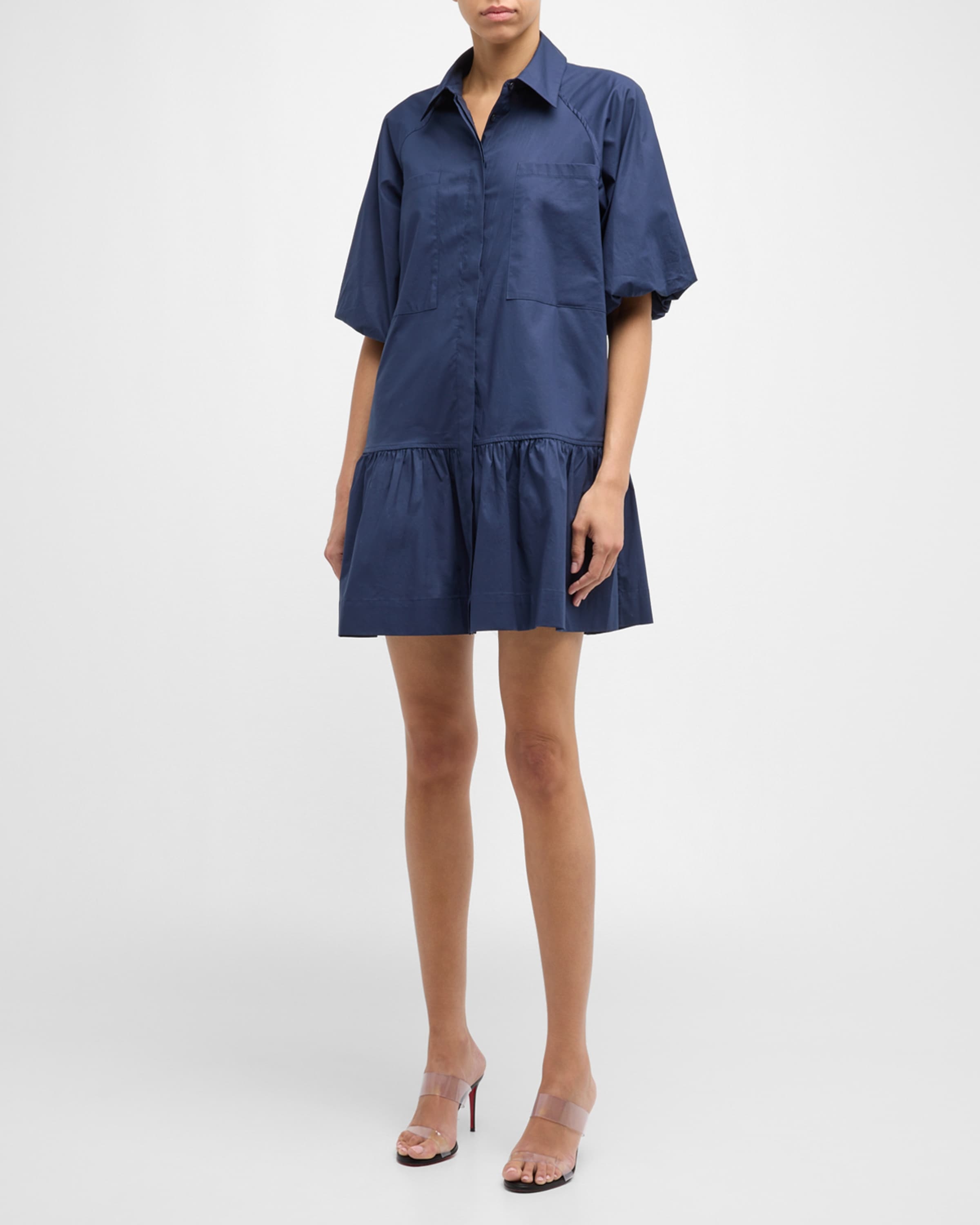 Crissy Puff-Sleeve Cotton Poplin Mini Shirtdress - 2