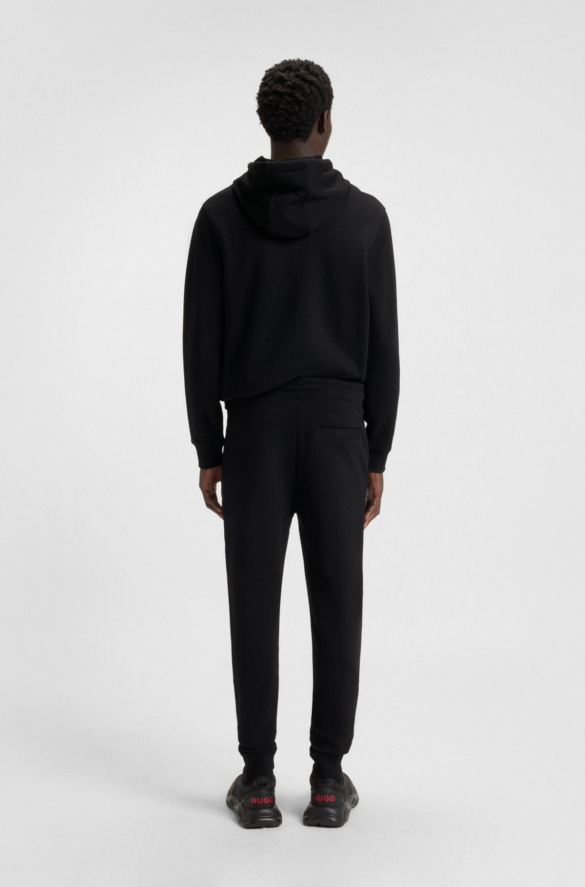 COTTON-TERRY TRACKSUIT BOTTOMS WITH RED LOGO LABEL - 5