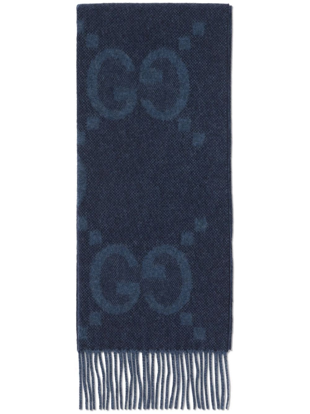 GG-jacquard fringed cashmere scarf - 1