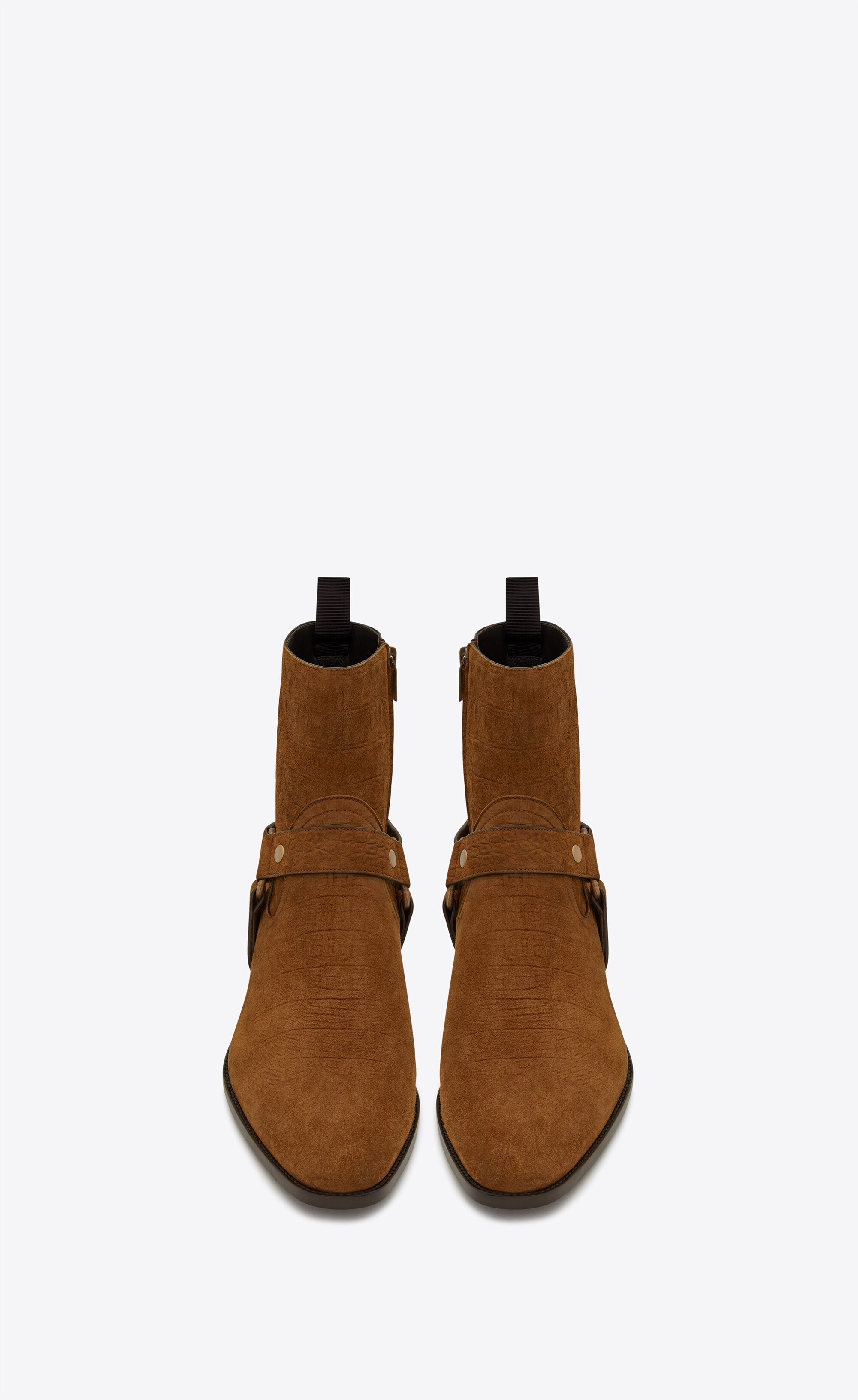 wyatt harness boots in crocodile-embossed suede - 2