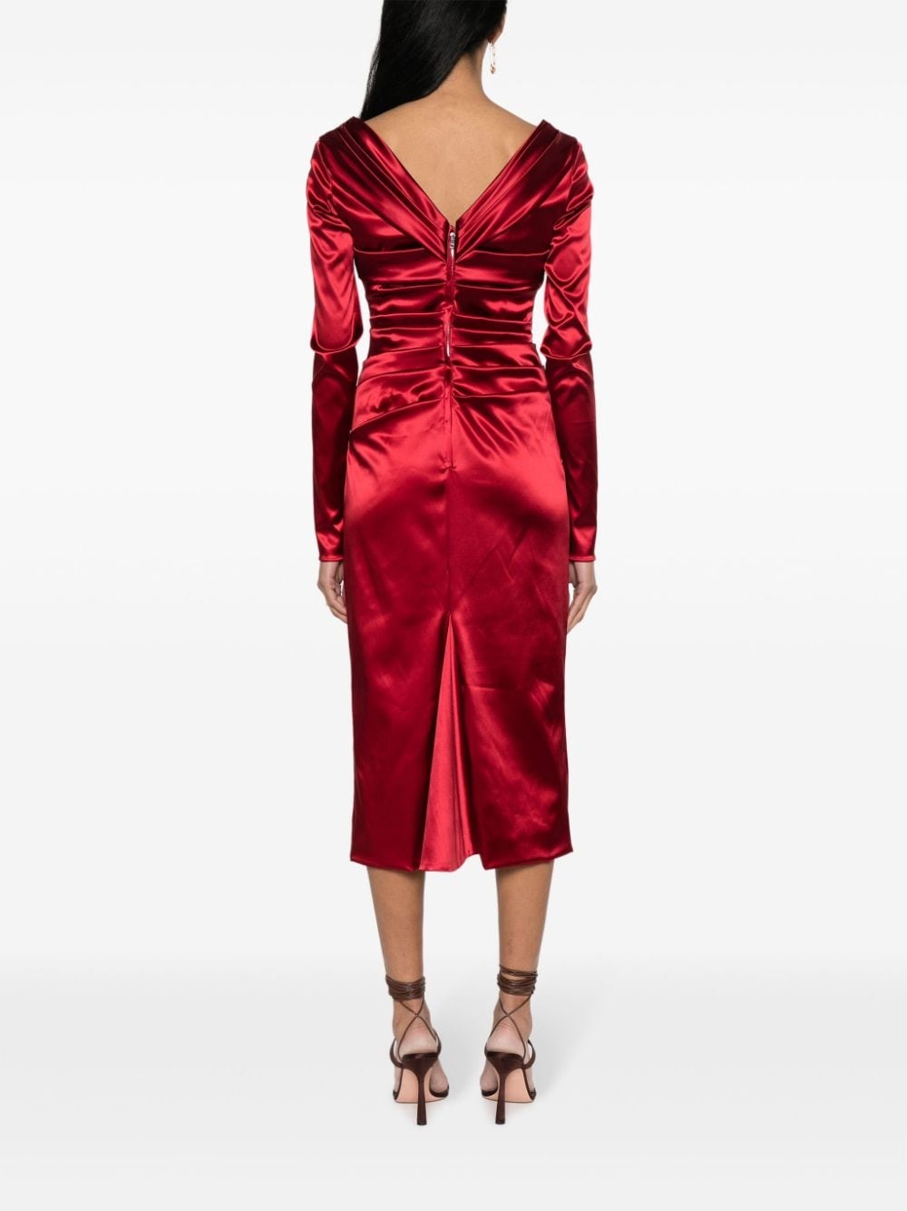 draped satin midi dress - 4