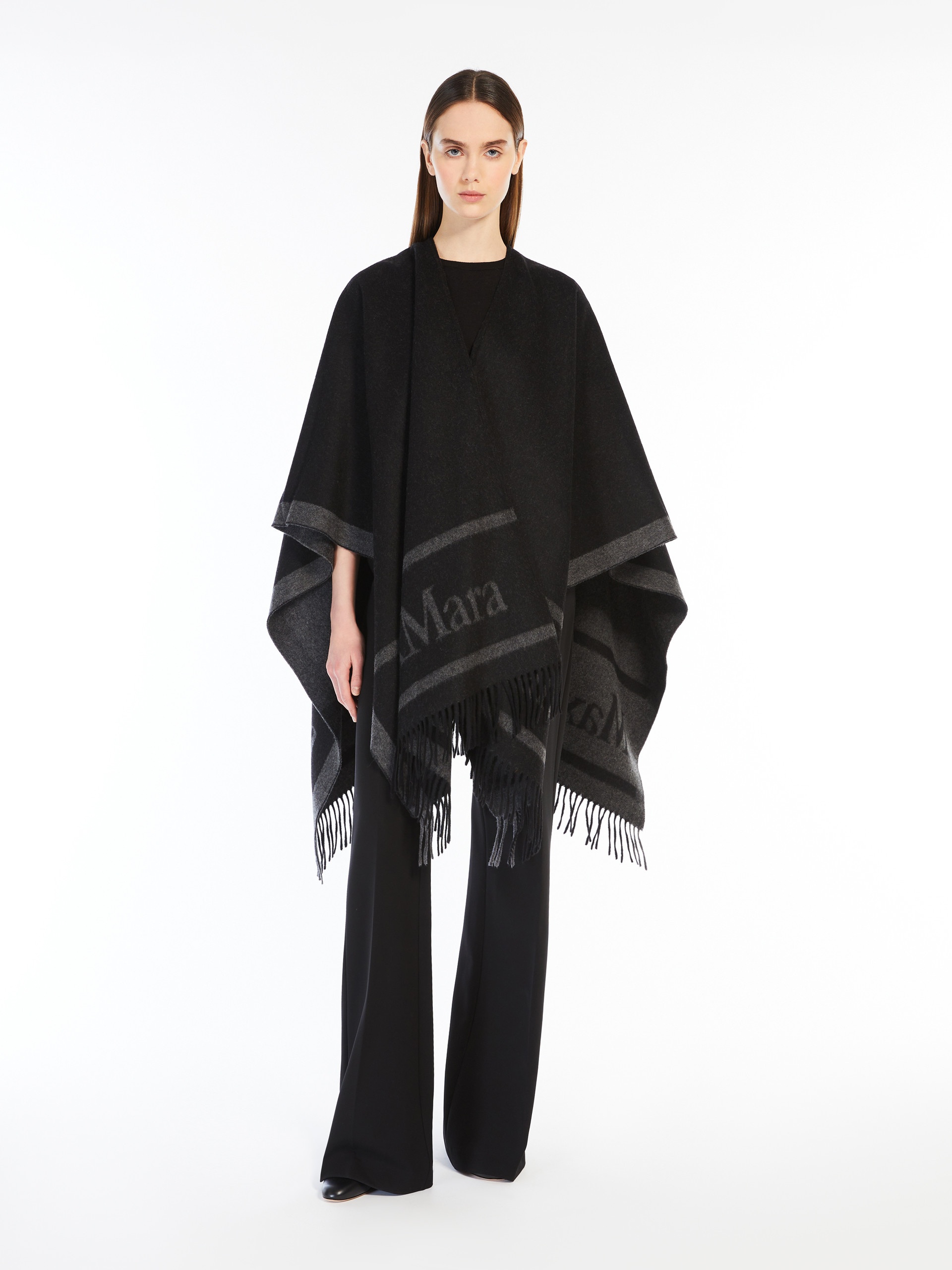 HILDE Jacquard logo-decorated wool poncho - 2