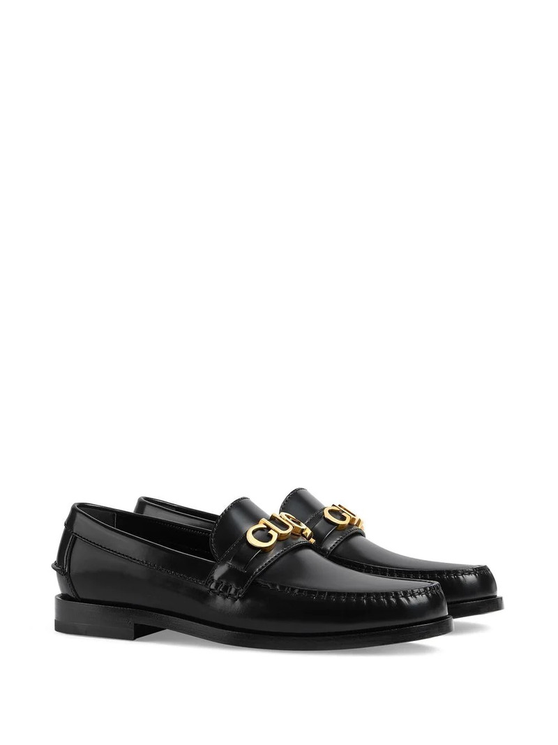 GUCCI logo-plaque leather loafers outlook