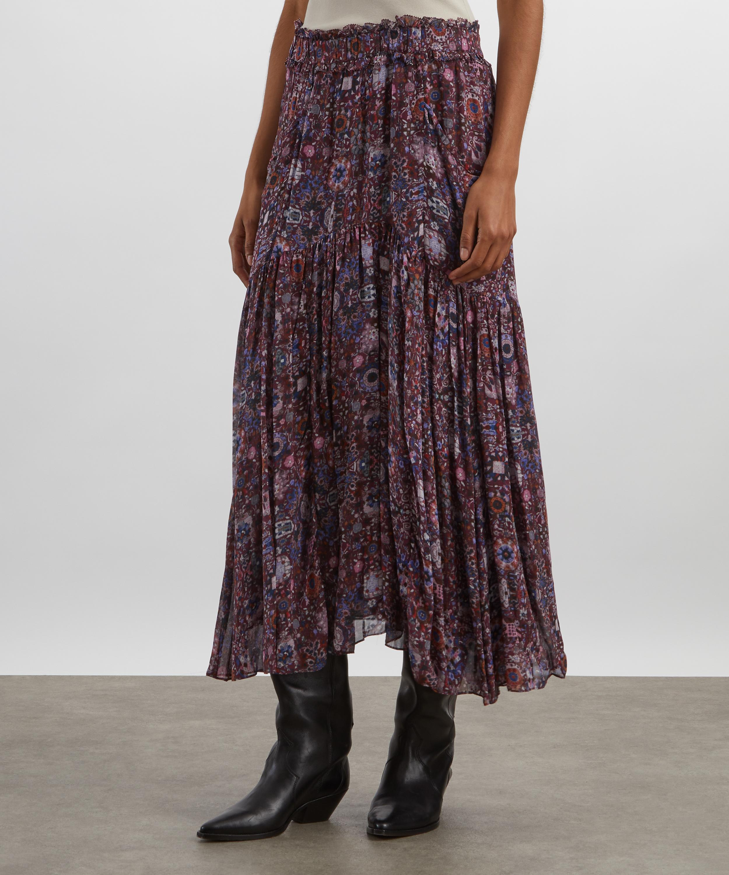 Besma Long Printed Georgette Skirt - 3