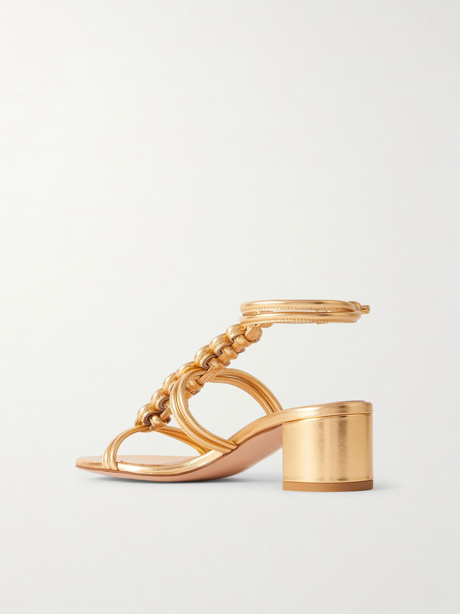 Capua 45 braided metallic leather sandals Gold - 3