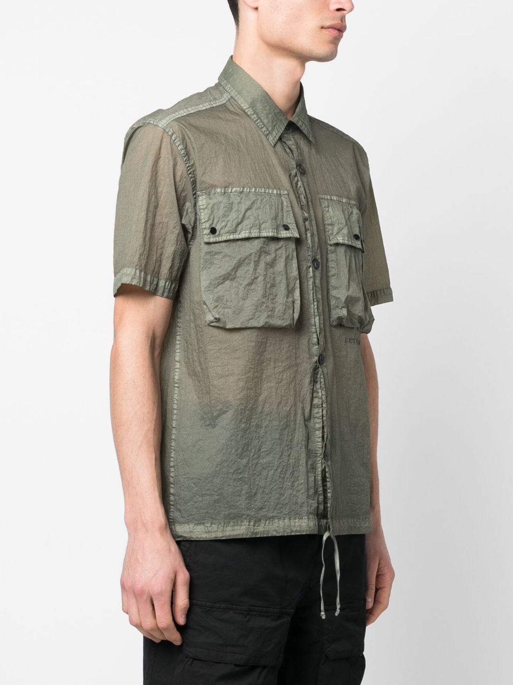 cargo-pockets semi-sheer shirt - 3
