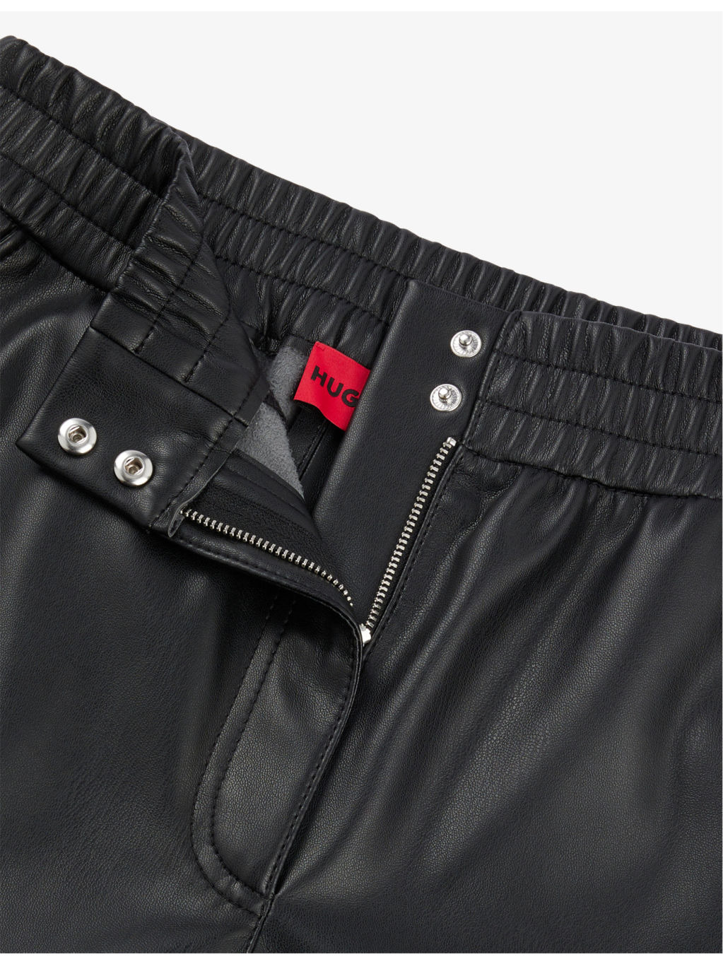 High-rise elasticated-waist faux-leather trousers - 6