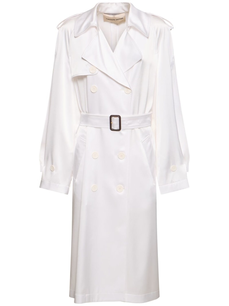 Belted satin trench coat - 1