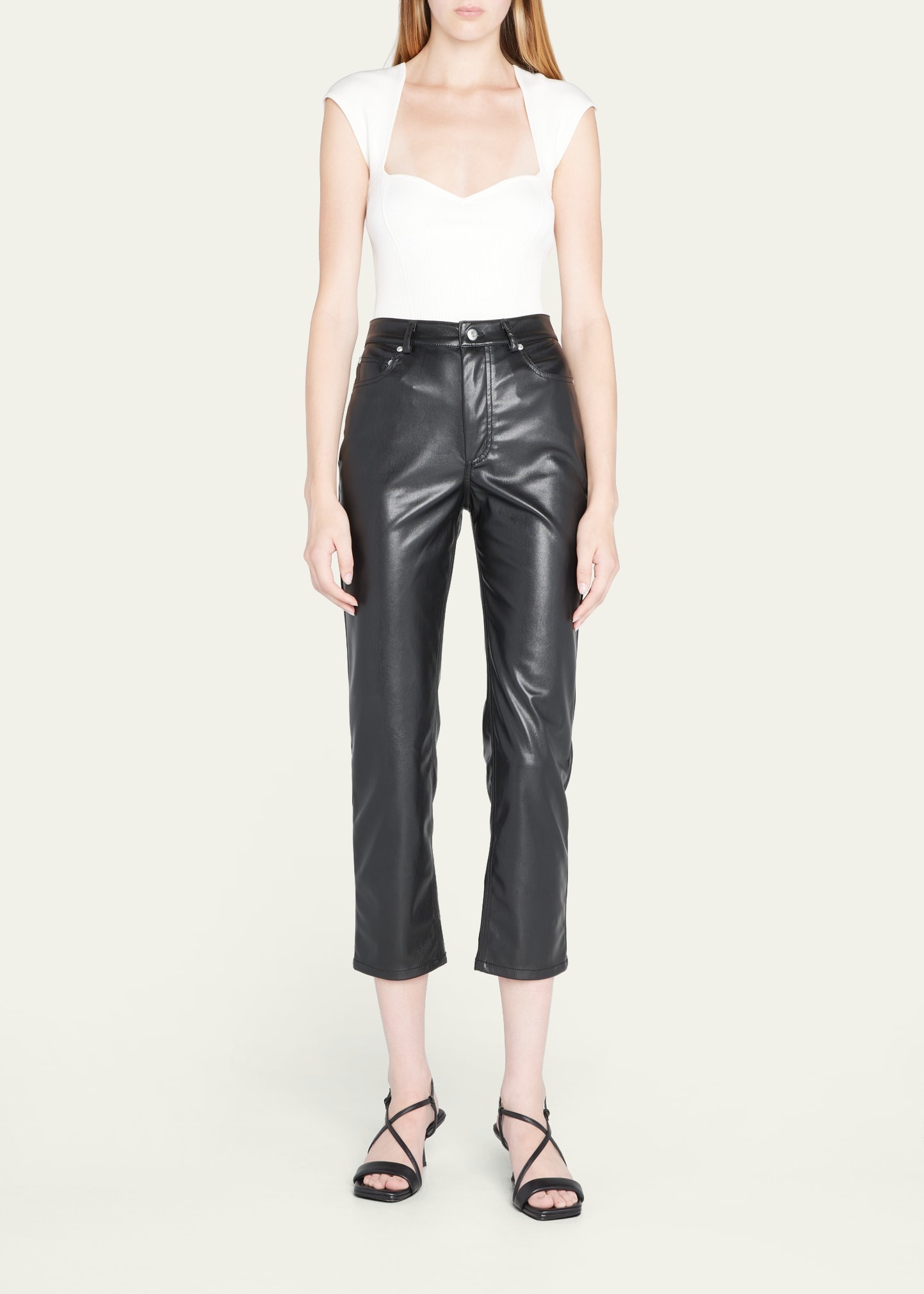 River High-Rise Vegan Leather Stretch Pants - 2