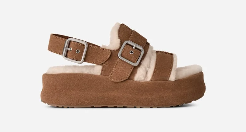 ® Women's Enwrap Sandal Sheepskin in Chestnut - 1