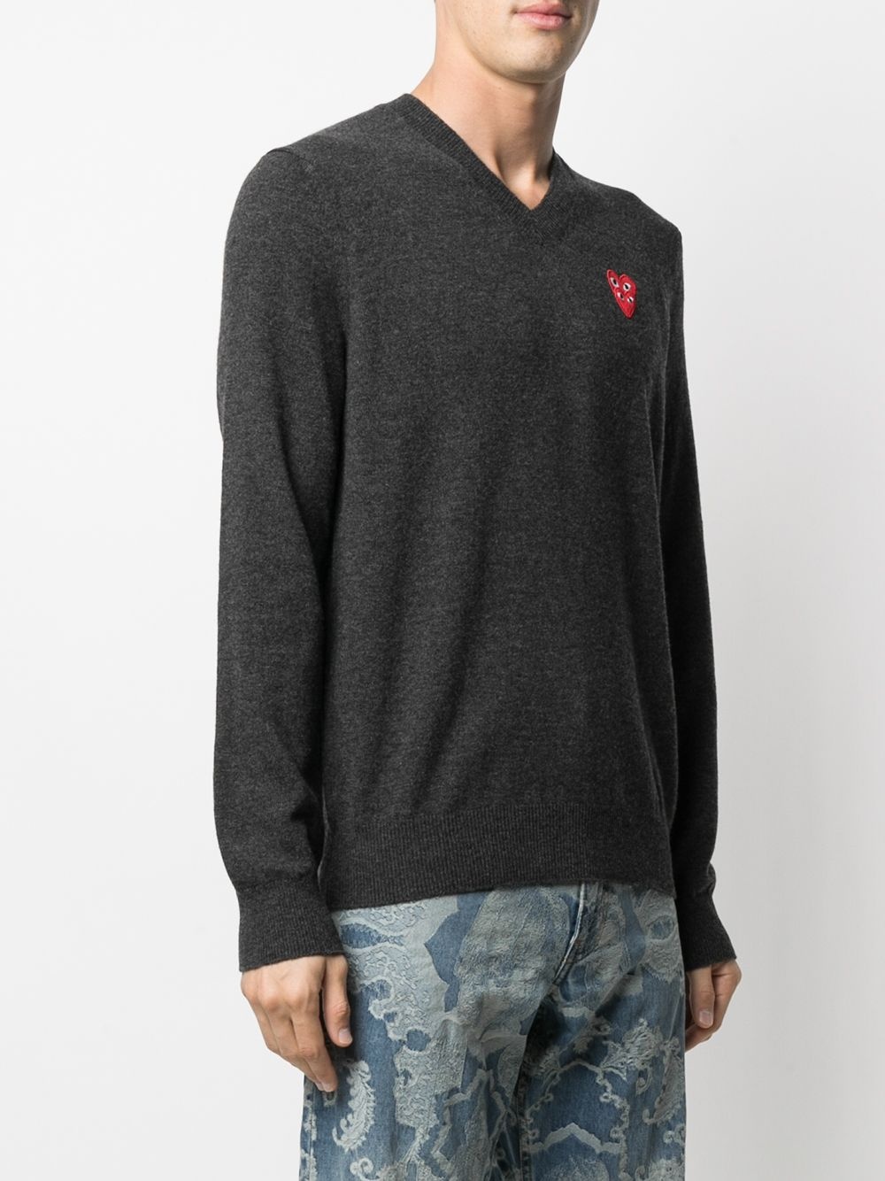 embroidered double heart patch jumper - 3