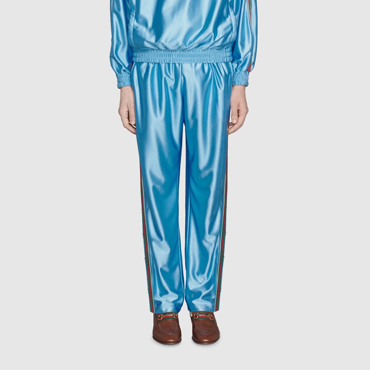 Shiny jersey jogging pant with Web - 3