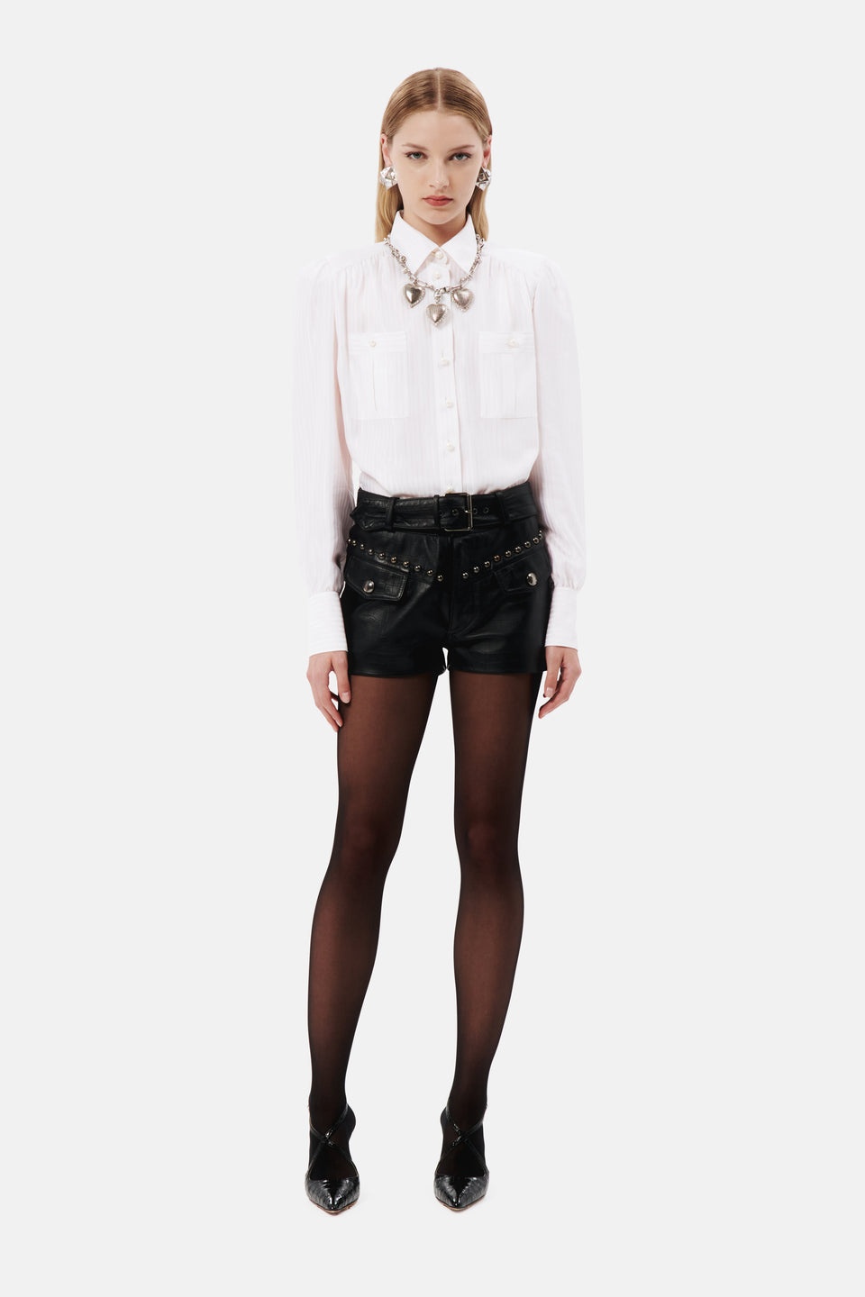 SILK JACQUARD BLOUSE WITH POCKETS - 4