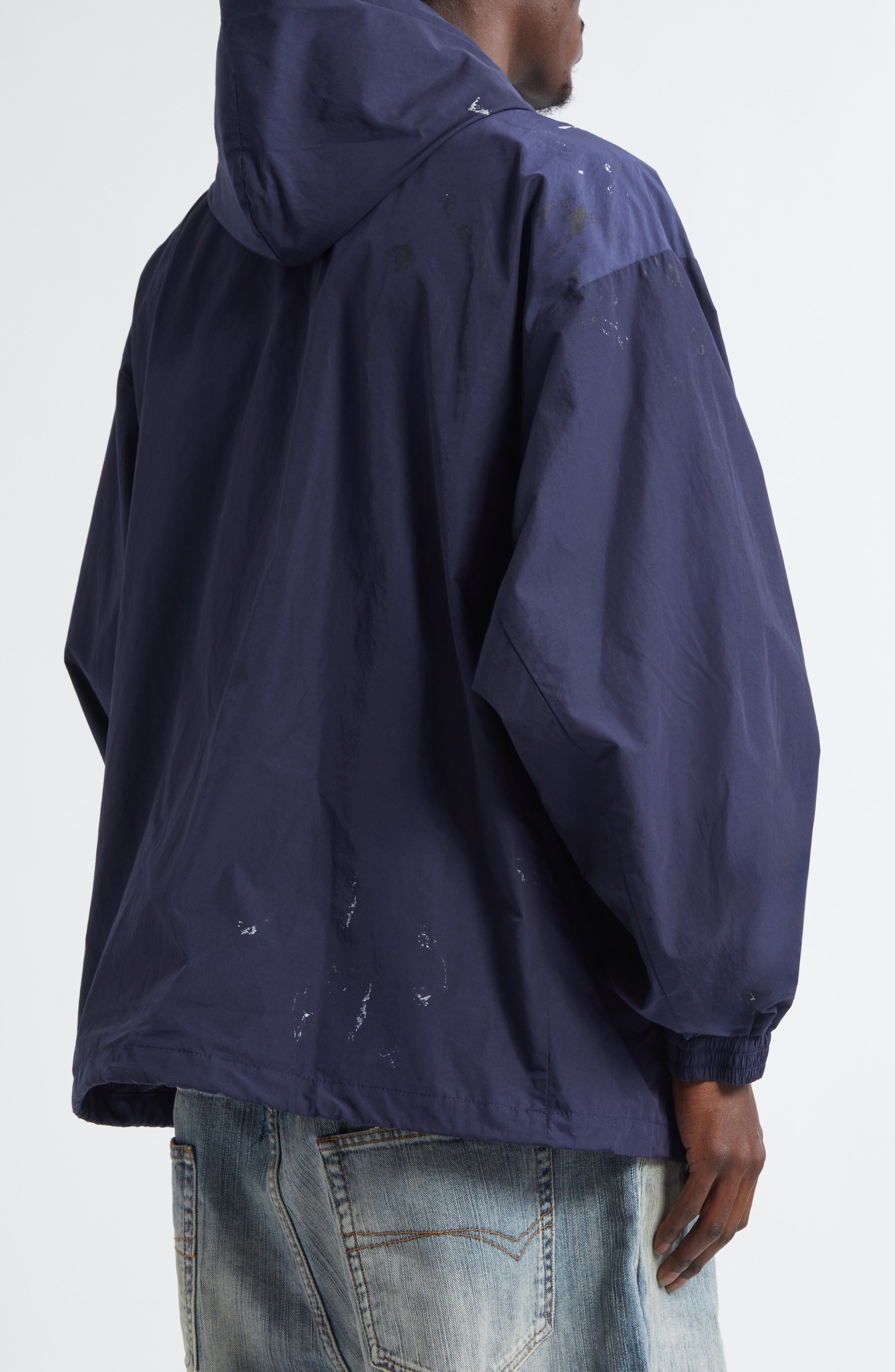 Balenciaga Paint Splatter Track Jacket in 4140 Marine Blue at Nordstrom - 2