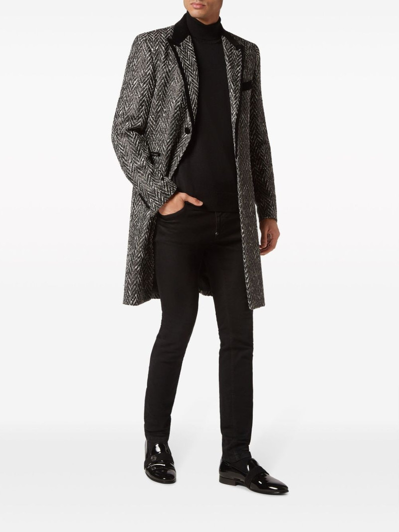 PHILIPP PLEIN chevron-print single-breasted coat outlook