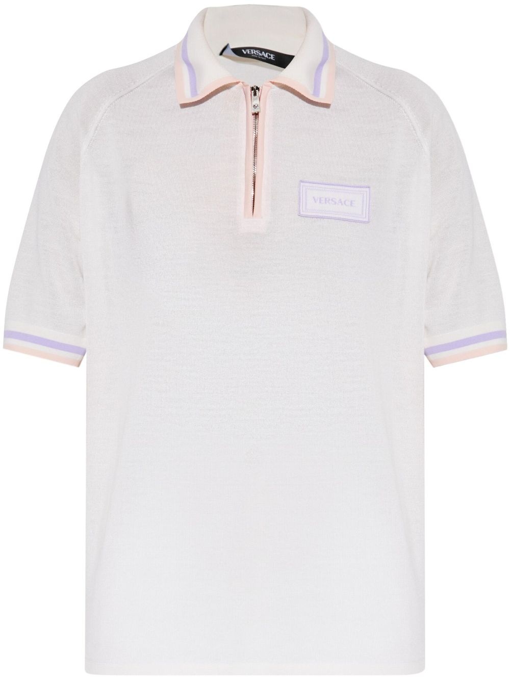 logo-patch knitted polo shirt - 1