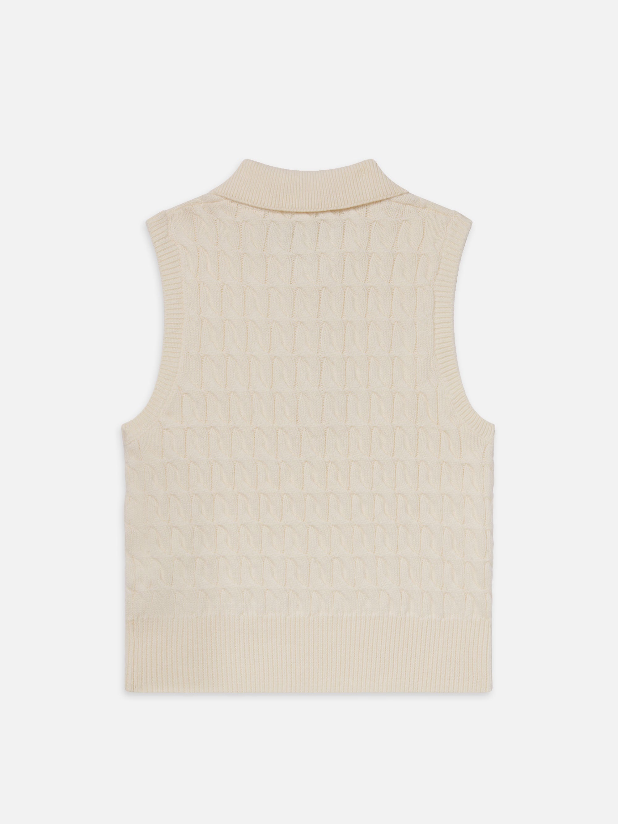The Cable Knit Polo Vest in Cream - 4