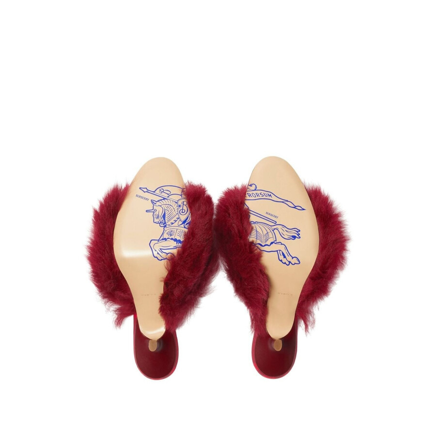 Burberryminnie 65MM Heel Open-Toe Shearling Sandals - 5