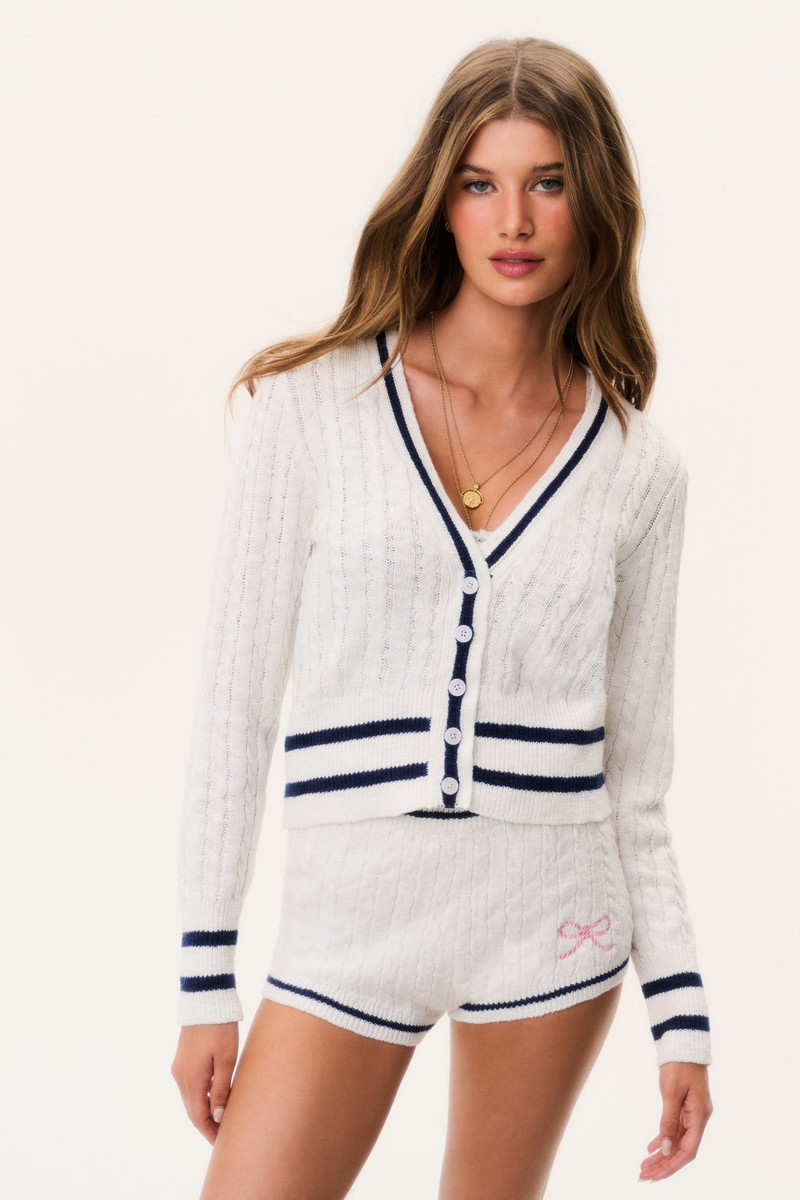LoveShackFancy Evabella Cable Knit Cardigan outlook