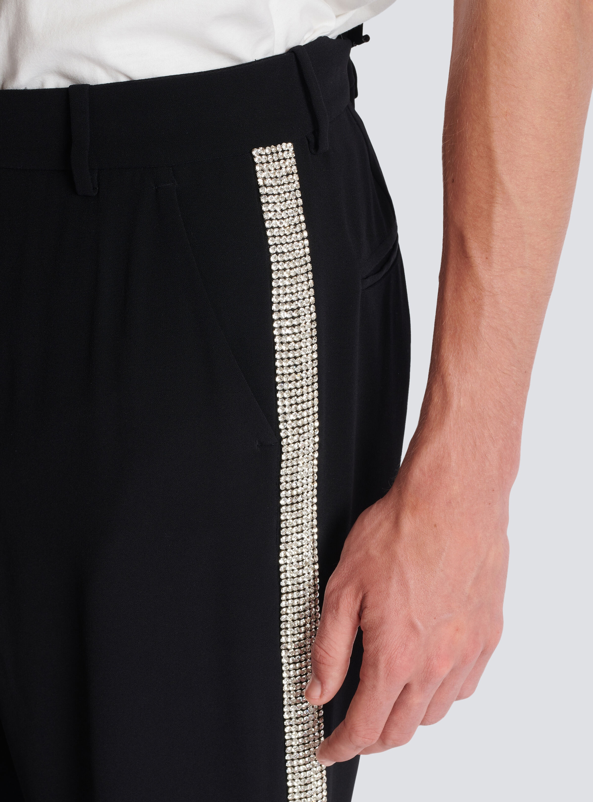 Straight-leg crystal-embroidered trousers - 6