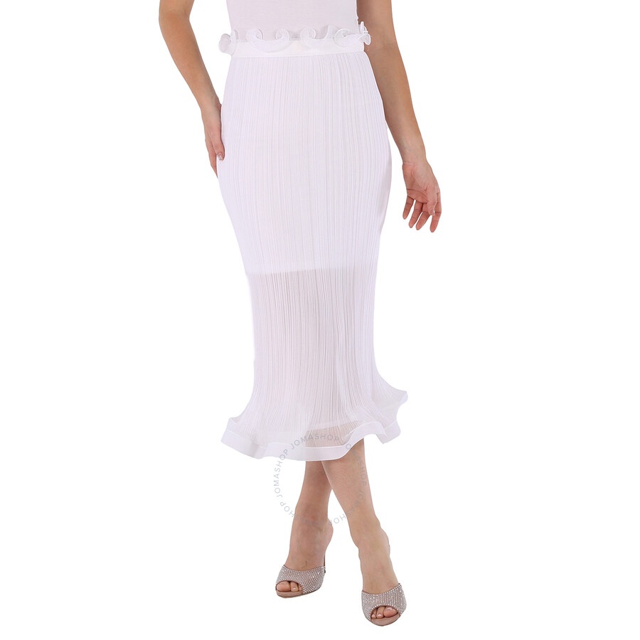 Burberry Ladies Optic White Plisse Ruffle Detail Skirt - 3