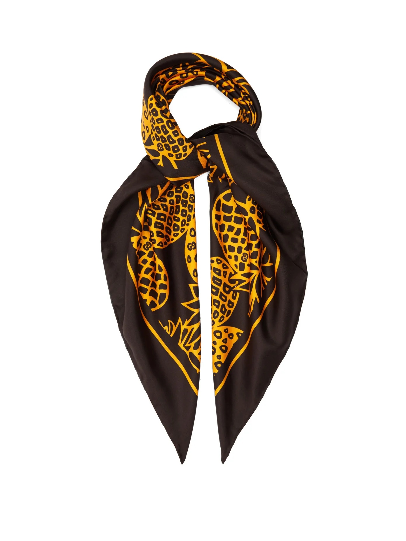 Pineapple-print silk-twill scarf - 1