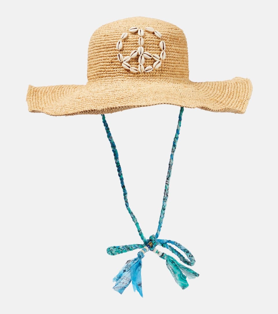 Seashell-embellished raffia sun hat - 1