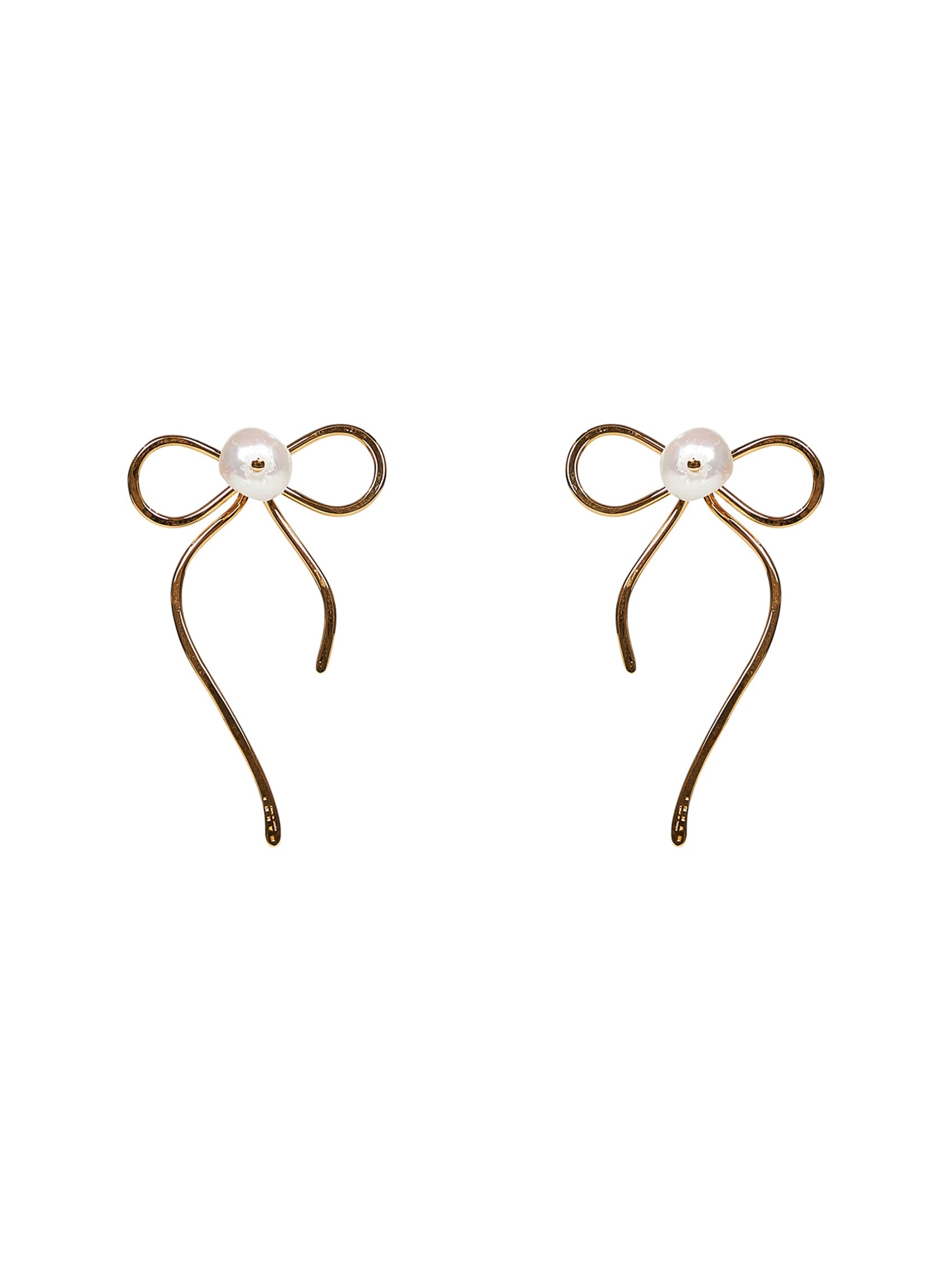 Gold Bow stud earrings - 2