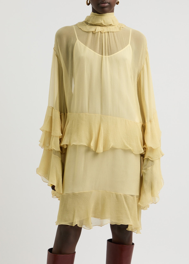 Chloé Chloe Ruffled Silk-georgette Mini Dress outlook