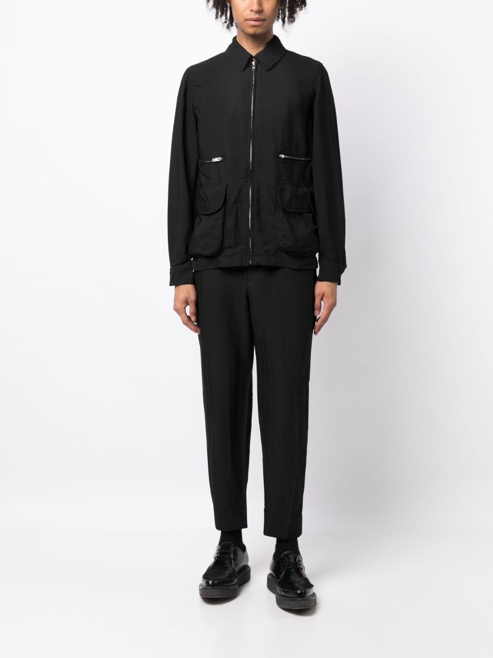 chevron-pattern tapered trousers - 3